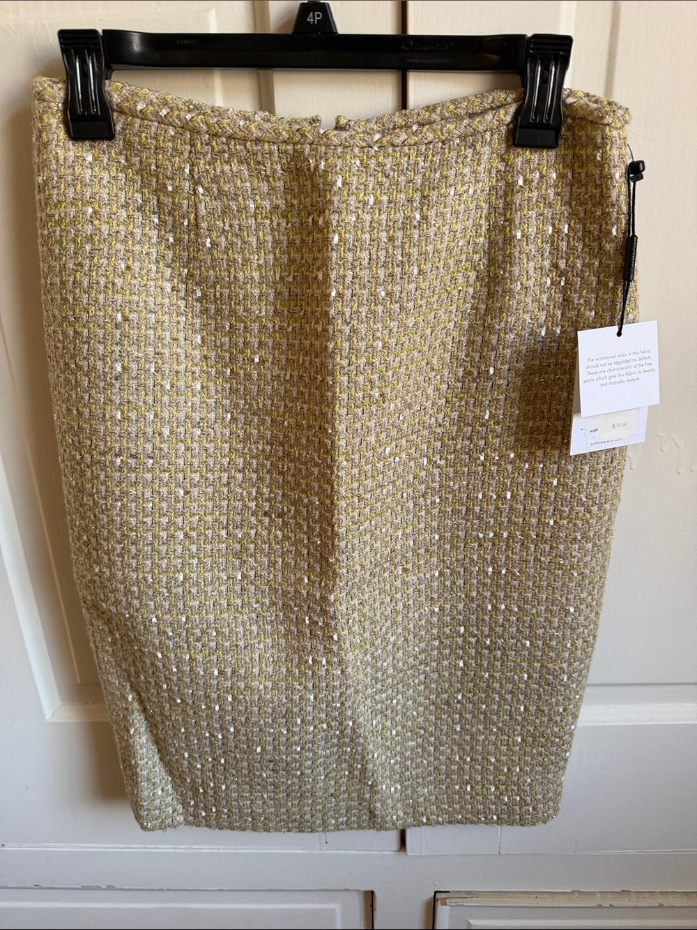 Calvin Klein Metallic Gold Tweed Pencil Skirt